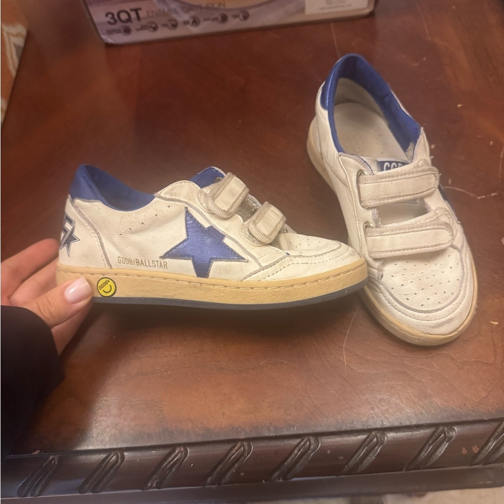 Golden Goose White and Blue Kids Sneakers